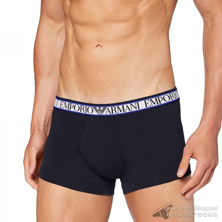 Quần lót nam Emporio Armani Textured Logoband Cotton Trunk Black