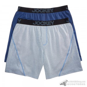 Quần boxer nam Jockey Knit No Bunch 2-pack Blue Pinstripe/Solid Quần boxer nam Jockey Knit No Bunch 2-pack Blue Pinstripe/Solid